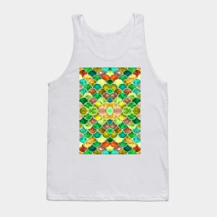 Green and Yellow Scales Pattern Tank Top